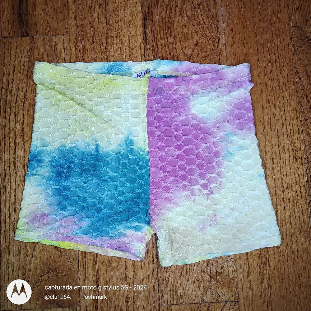Athletic Pink and Blue Tie-Dye Shorts